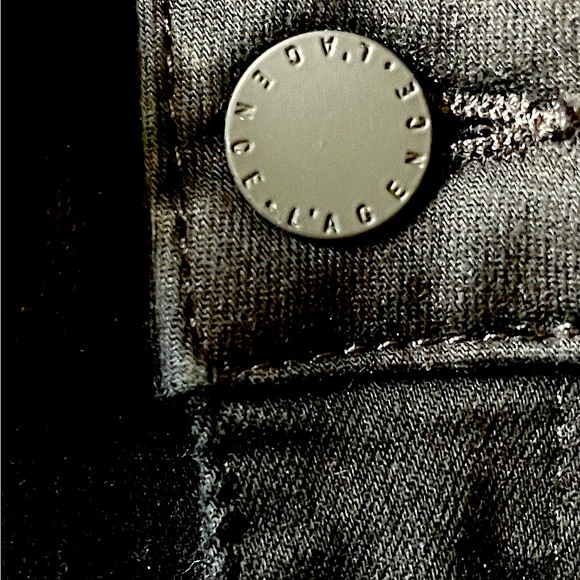 L’AGENCE MARGOT RHINESTONE STRIPED HIGH RISE CROPPED RAW HEM SKINNY JEANS SZ 27 - Picture 10 of 10